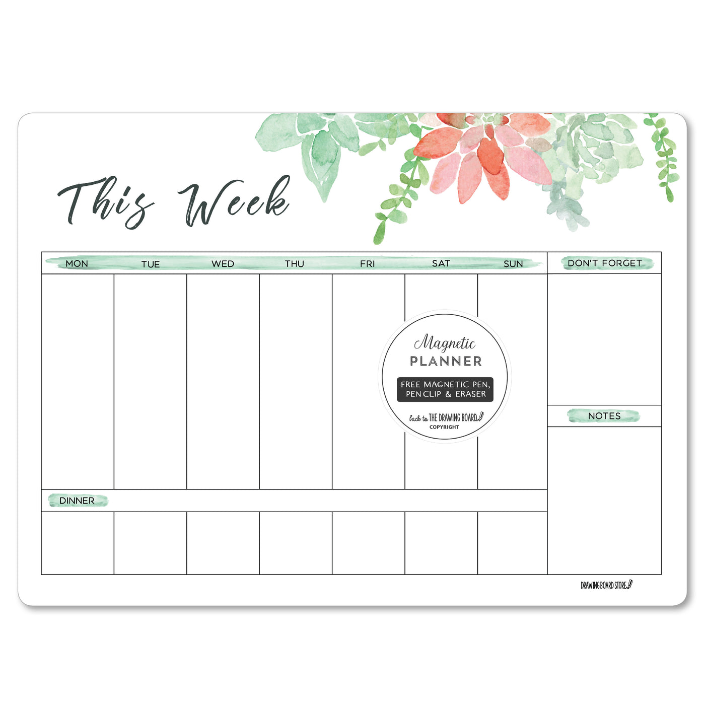 Magnetic whiteboard dry erase fridge planner calendar weekly | Drawingboardstore