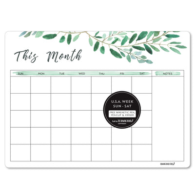 USA MONTHLY PLANNER  Watercolour Leaves Sun-Sat